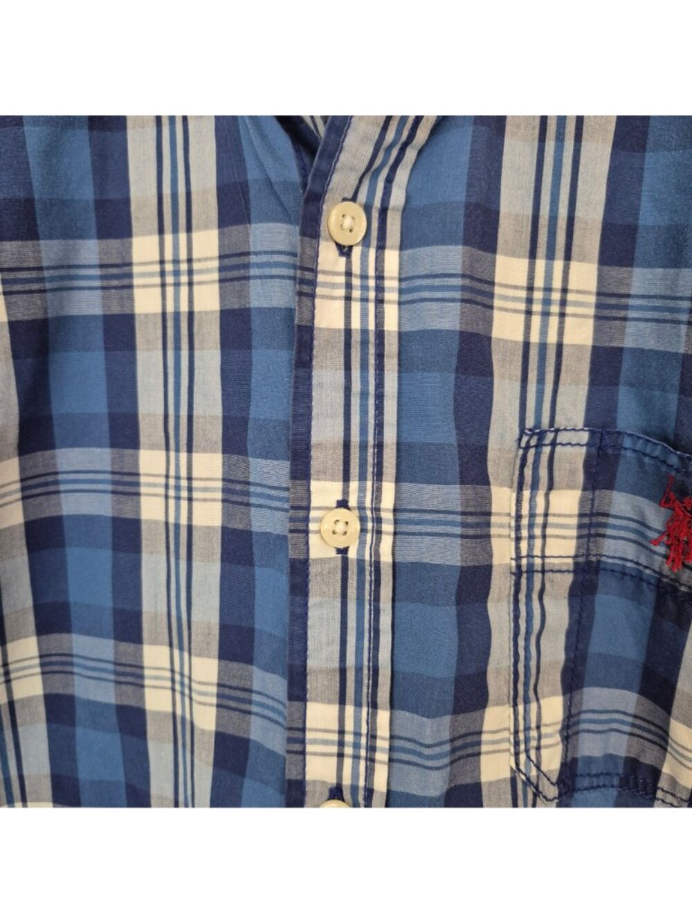 U.S. Polo Assn. Men's Blue Plaid Button-Down Long-Sleeve Shirt Size xL - Picture 4 of 6